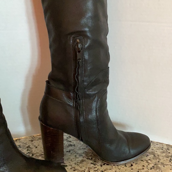 Sam Edelman black chunk heel leather boots Lucy 6 - Picture 4 of 16